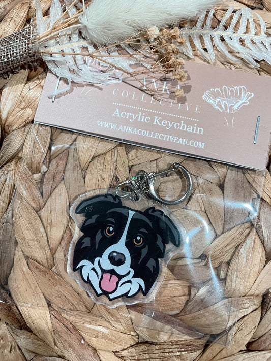 Border Collie Black Dog Keychain