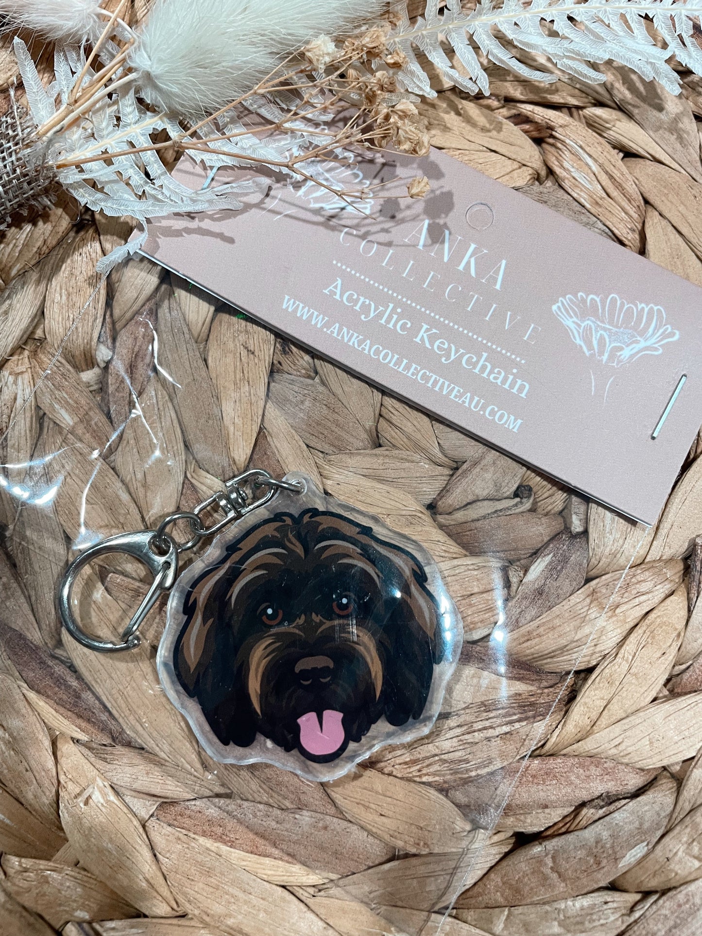 Groodle Dog Keychain